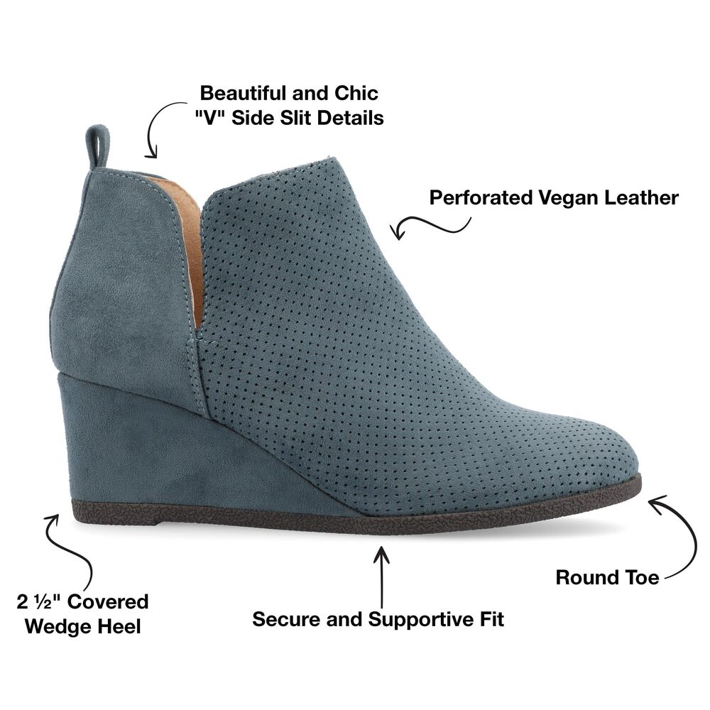 Journee Collection Women's Mylee Pull On Wedge Booties Blue 8 - Picture 2 of 6